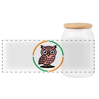 Un hibou en cercle - Boîte à biscuits avec couvercle en bois - blanc - Devant