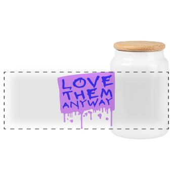 Love Them Anyway Inspirierend Bedingungslose Liebe - Panorama Keksdose mit Holzdeckel - Weiß - Vorne