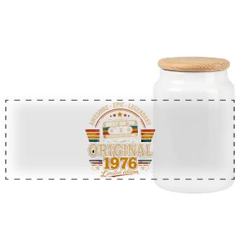 Original 1976 Vintage Vintage Anniversaire Rétro - Boîte à biscuits avec couvercle en bois - blanc - Devant