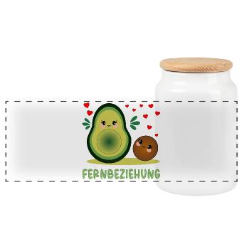 Fernbeziehung Liebe Avocado - Panorama Keksdose mit Holzdeckel - Weiß - Vorne