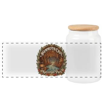 Mammoth Cave National Park USA Kentucky Hiking - Panoramic Cookie Jar with Wooden Lid - white - Front