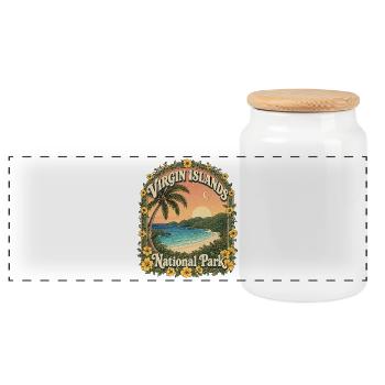Virgin Islands National Park USA Caribbean Hiking - Panoramic Cookie Jar with Wooden Lid - white - Front