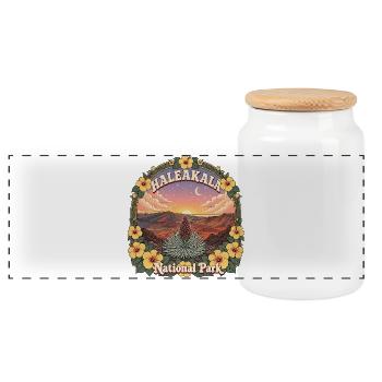 Parc national de Haleakala, États-Unis, randonnée vintage à Hawaï - Boîte à biscuits avec couvercle en bois - blanc - Devant
