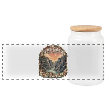 Black Canyon of the Gunnison USA Colorado Hiking - Panoramic Cookie Jar with Wooden Lid - white - Front