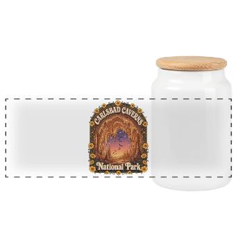 Carlsbad Caverns National Park, USA, New Mexico - Panoramic Cookie Jar with Wooden Lid - white - Front