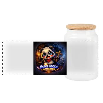 Phasmo Hunt Mode Panda – Cute Horror Moment  - Panorama Keksdose mit Holzdeckel - Weiß - Vorne