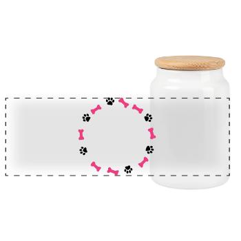 Empreinte de patte Love Dog Bone Dog Maman - Boîte à biscuits avec couvercle en bois - blanc - Devant