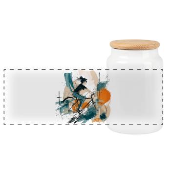 Le cycliste dans un jeu abstrait de couleurs - Boîte à biscuits avec couvercle en bois - blanc - Devant