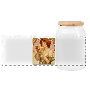 Pin-up de pizza Art nouveau – Affiche Art nouveau noble - Boîte à biscuits avec couvercle en bois - blanc - Devant