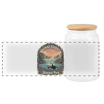 Parc national des fjords de Kenai A.-U. Randonnée en Alaska - Boîte à biscuits avec couvercle en bois - blanc - Devant