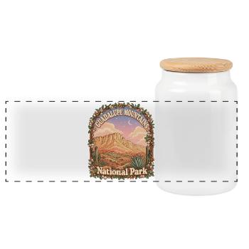 Guadalupe Mountains USA Texas Hiking Vintage - Panoramic Cookie Jar with Wooden Lid - white - Front
