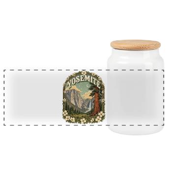 Yosemite National Park USA California Vintage - Panoramic Cookie Jar with Wooden Lid - white - Front