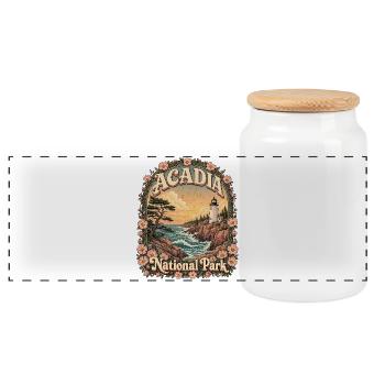 Acadia National Park USA Maine Hiking Vintage - Panoramic Cookie Jar with Wooden Lid - white - Front
