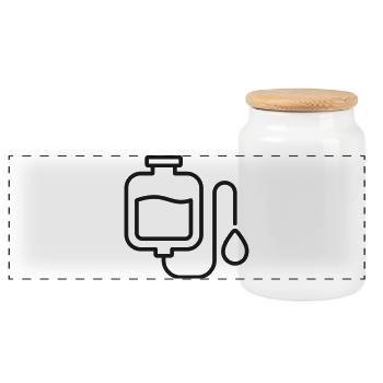Imprimé minimaliste en bouteille goutte de filtre - Boîte à biscuits avec couvercle en bois - blanc - Devant