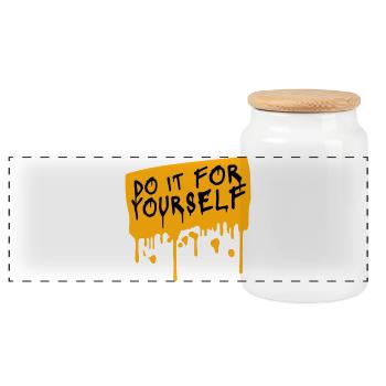 Do It For Yourself Inspirierend Selbstliebe Zitat - Panorama Keksdose mit Holzdeckel - Weiß - Vorne
