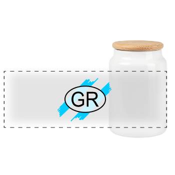 Kennzeichen_GR pour la Grèce - Boîte à biscuits avec couvercle en bois - blanc - Devant