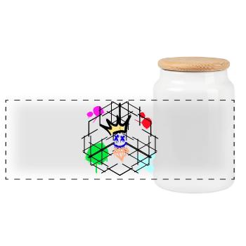Couronne de graffiti néon - Boîte à biscuits avec couvercle en bois - blanc - Devant
