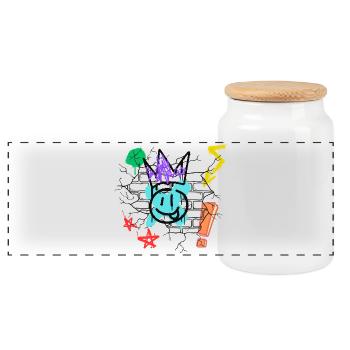 Graffiti dégoulinant sur un mur de briques - Boîte à biscuits avec couvercle en bois - blanc - Devant