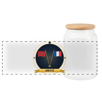 Amitié Maroc–France 2026 - Boîte à biscuits avec couvercle en bois - blanc - Devant