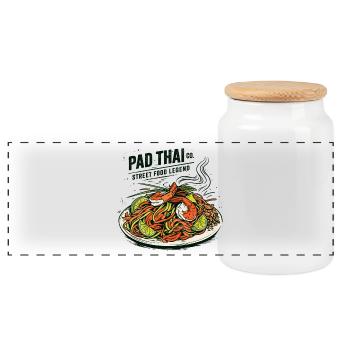 Légende de la street food du Pad Thai - Boîte à biscuits avec couvercle en bois - blanc - Devant