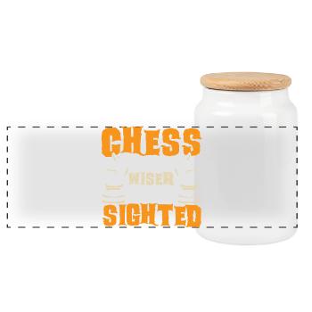 Schach Schachspieler Schachbrett - Panorama Keksdose mit Holzdeckel - Weiß - Vorne