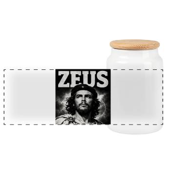 Zeus Che Noir & Blanc - Boîte à biscuits avec couvercle en bois - blanc - Devant