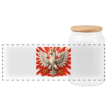 Polnischer Adler – Stolz & Tradition Polen - Panorama Keksdose mit Holzdeckel - Weiß - Vorne