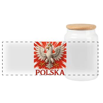 Polska Adler Design – Stolz & Tradition Polen - Panorama Keksdose mit Holzdeckel - Weiß - Vorne