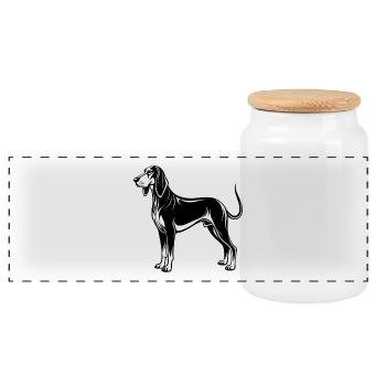 Schwarz-Tan-Coonhound - Panorama Keksdose mit Holzdeckel - Weiß - Vorne