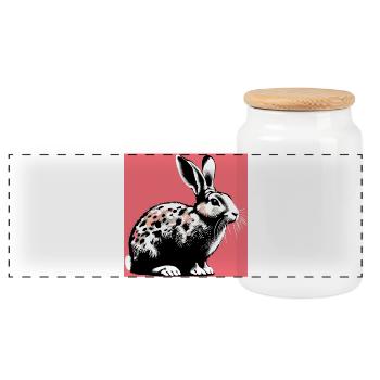 lapin - Boîte à biscuits avec couvercle en bois - blanc - Devant