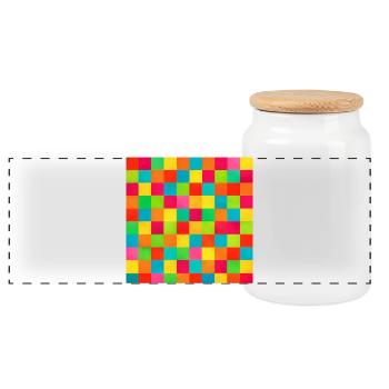 Lebendiges Regenbogen-Kariertes Raster - Panorama Keksdose mit Holzdeckel - Weiß - Vorne