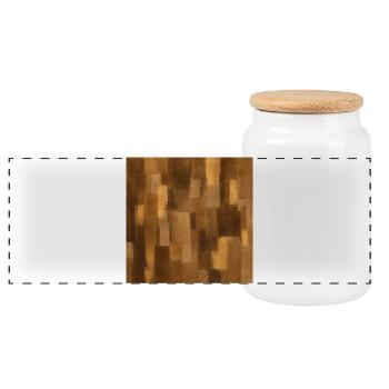 Patchwork brun abstrait  - Boîte à biscuits avec couvercle en bois - blanc - Devant