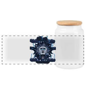 Blitzmond Wolf Design - Panorama Keksdose mit Holzdeckel - Weiß - Vorne