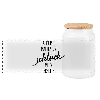 Allt Mit Matten Un Schluck Shirt - Panorama Keksdose mit Holzdeckel - Weiß - Vorne