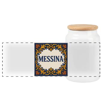 Conception de carreaux ornementaux de Messine - Boîte à biscuits avec couvercle en bois - blanc - Devant