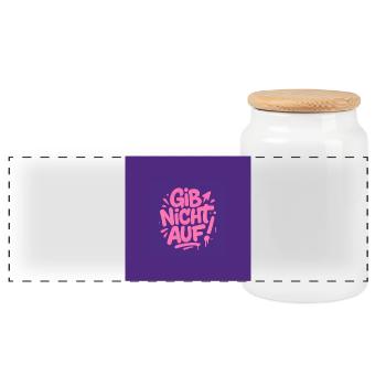 Gib nicht Auf Magnet Sticker Aufkleber - Panorama Keksdose mit Holzdeckel - Weiß - Vorne
