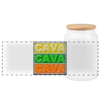 Cava givré - Boîte à biscuits avec couvercle en bois - blanc - Devant