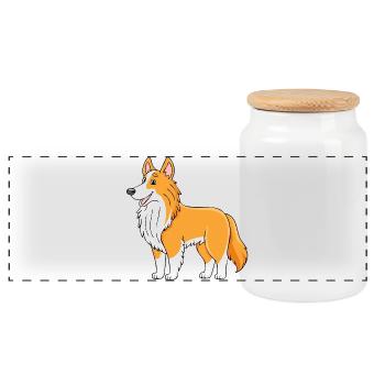 Sheltie marron clair (bande dessinée) - Boîte à biscuits avec couvercle en bois - blanc - Devant