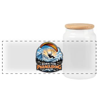 Born for paragliding - Panoramic Cookie Jar with Wooden Lid - white - Front