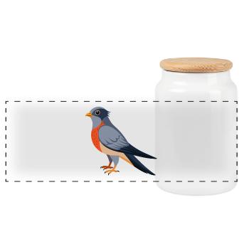 Coucou Oiseau - Boîte à biscuits avec couvercle en bois - blanc - Devant