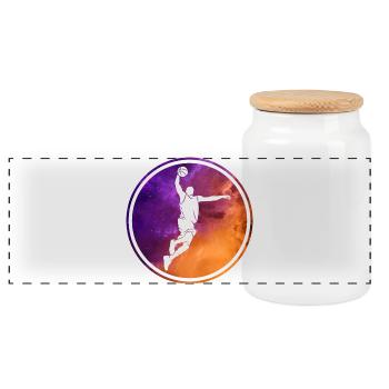 COOL BASKETBALLER BUNT BASKETBALL - Panorama Keksdose mit Holzdeckel - Weiß - Vorne