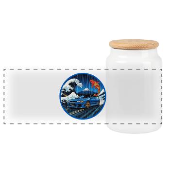 Wellenlegende — JDM-Ikone trifft auf die große Welle - Panorama Keksdose mit Holzdeckel - Weiß - Vorne