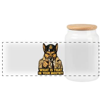 Lustiges Polizeihund-Meme - Panorama Keksdose mit Holzdeckel - Weiß - Vorne