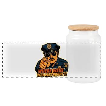 Interrogatoire drôle d’officier de police Rétro Cop Meme - Boîte à biscuits avec couvercle en bois - blanc - Devant