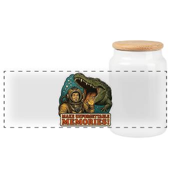 Vintage Diver et Crocodile Graphic - Boîte à biscuits avec couvercle en bois - blanc - Devant