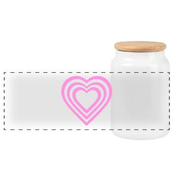 Heart - Panoramic Cookie Jar with Wooden Lid - white - Front