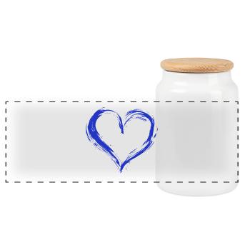Heart - Panoramic Cookie Jar with Wooden Lid - white - Front