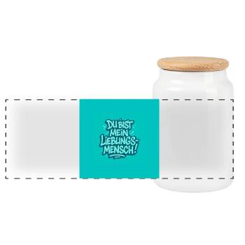 Du bist mein Lieblingsmensch Magnet und mehr - Panorama Keksdose mit Holzdeckel - Weiß - Vorne
