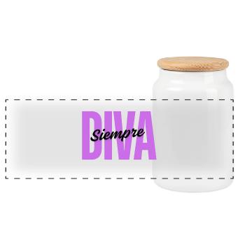 DIVA Always – Design minimaliste - Boîte à biscuits avec couvercle en bois - blanc - Devant
