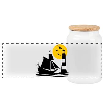 Sail - Panoramic Cookie Jar with Wooden Lid - white - Front
